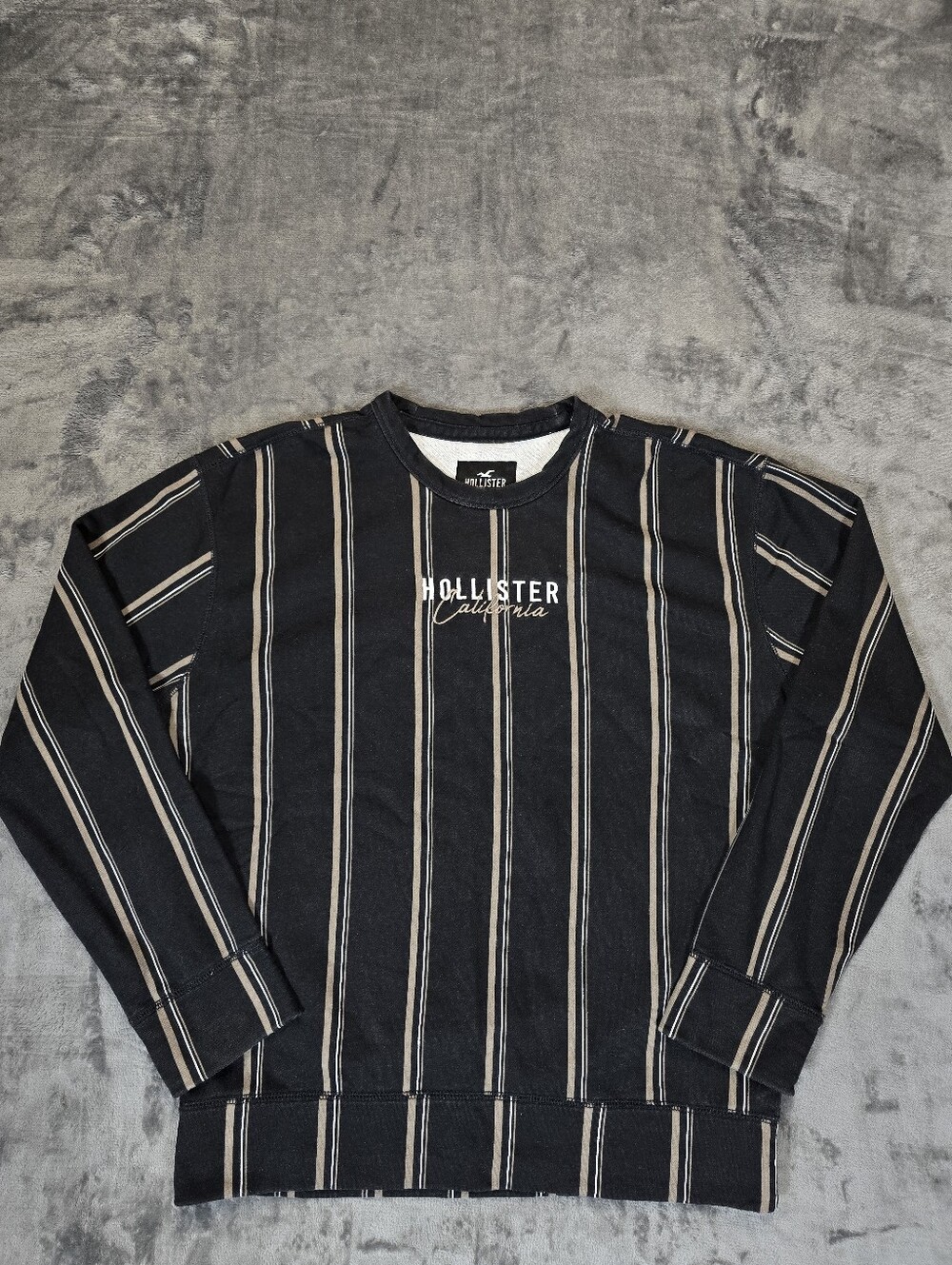 Y2K Hollister Black Stripe Crewneck Sweatshirt Size Large